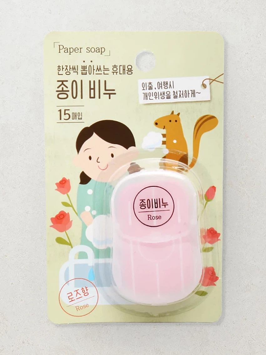 휴대용 종이비누 로즈 향 15매