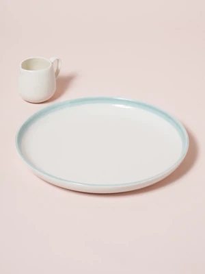 구부 컬러 테두리 라인 접시 18 cm