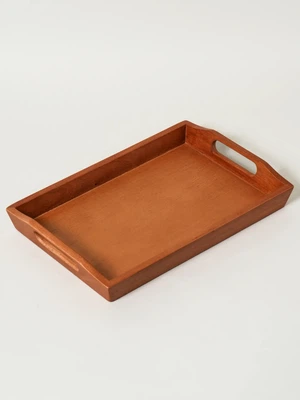 마호가니 사각 손잡이 트레이 35.5 X 23.5 X 5 cm