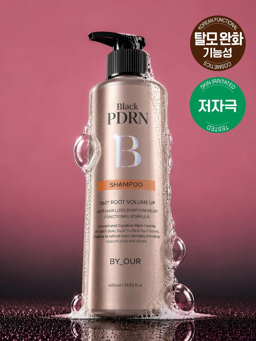 바이아우어 360도 볼륨업 블랙 PDRN 탈모샴푸 400 ml