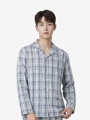 면 혼방 파자마 상의 XL 블루