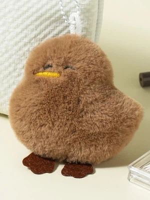 오리 봉제 키링 브라운
