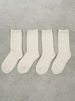 여성 베이직 장목 양말 4켤레