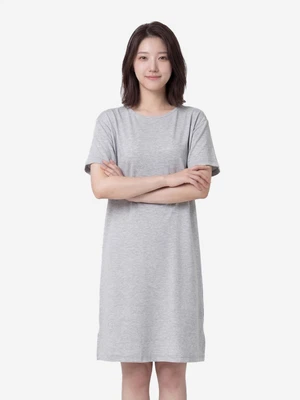 레이온 혼방 라운지 반팔 원피스 그레이