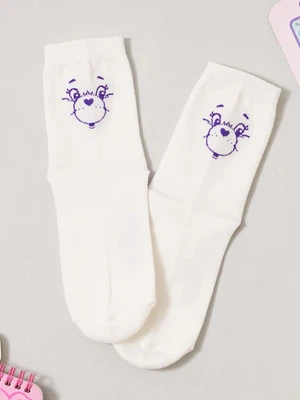 케어베어 중목 양말 화이트