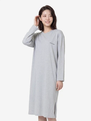 레터링 긴팔 원피스 그레이