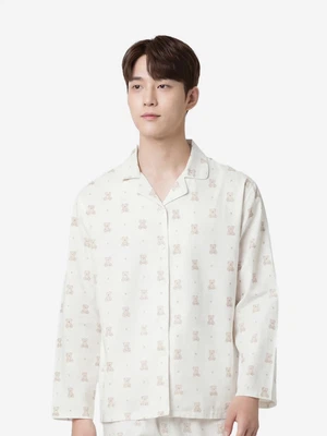 패턴 프린트 파자마 상의 XL 아이보리