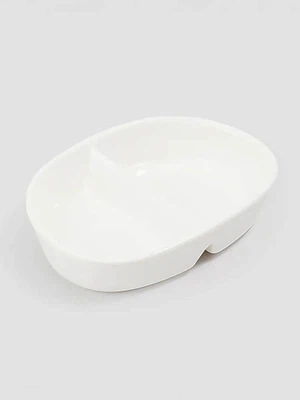 화이트 타원 2칸나눔 접시 10cm