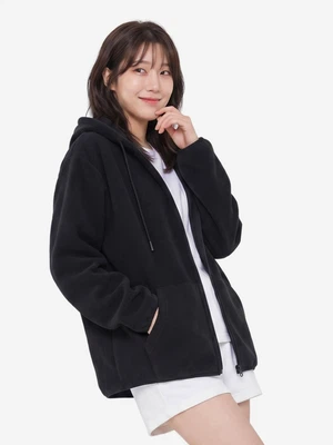 플리스 후드 집업 XL 블랙