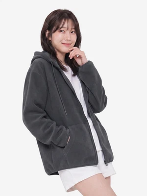 플리스 후드 집업 L 다크그레이
