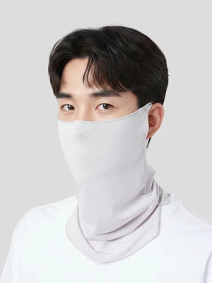 메시 귀걸이식 롱 스카프 연그레이