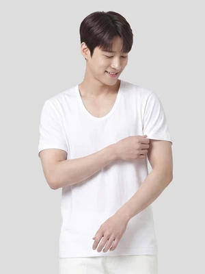 트라이 순면 U넥 반팔 티 M