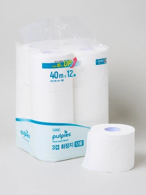 3겹 두루마리 화장지 40 m x 12롤