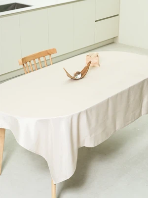 단색 짜임 테이블 커버 180 X 140 cm 베이지