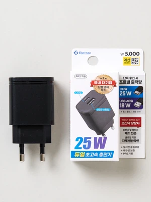 듀얼 2포트 충전기 어댑터 USB-C＆A타입 블랙