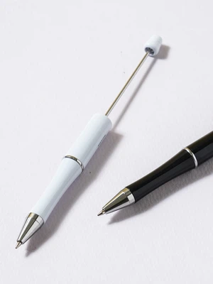 볼펜 꾸미기 일체형 펜대 0.7 mm 검정 2개입 화이트＆블랙
