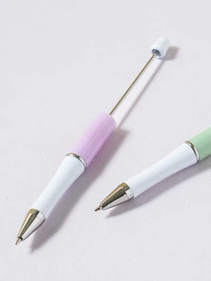 볼펜 꾸미기 투톤 펜대 0.7 mm 검정 2개입 그린＆퍼플