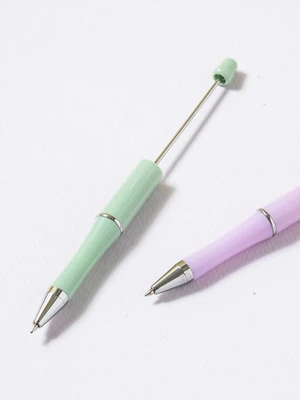 볼펜 꾸미기 일체형 펜대 0.7 mm 검정 2개입 퍼플＆그린