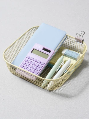 사각 컬러 메시 바구니 옐로우
