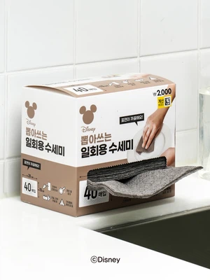 디즈니 일회용 수세미 28 X 19 cm 40매입