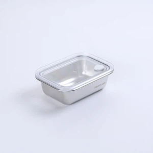 [스텐 304] 네오플램 스텐 직사각 밀폐 찬통 610 ml