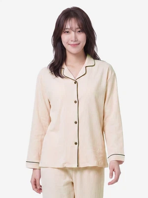 파이핑 포인트 긴팔 파자마 XL 베이지