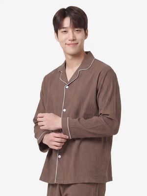 파이핑 포인트 긴팔 파자마 L 브라운