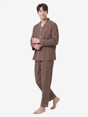 파이핑 포인트 긴바지 파자마 L 브라운
