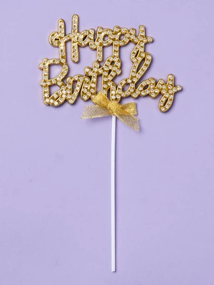 큐빅 생일 축하 토퍼
