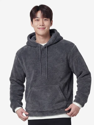 플러피 긴팔 플리스 후드 L 블랙그레이