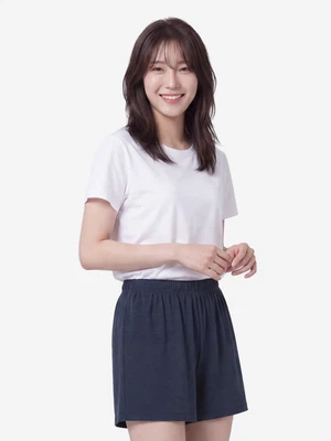레이온 혼방 라운지 5부 팬츠(M)(네이비)