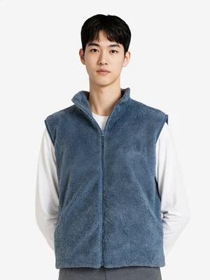 플러피 집업 조끼 플리스 XL 블루