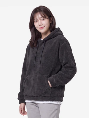 플러피 긴팔 플리스 후드 M 블랙