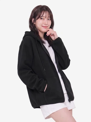 플리스 후드 집업 XL 블랙