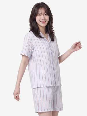 패턴 파이핑 반바지 파자마 L 스카이블루
