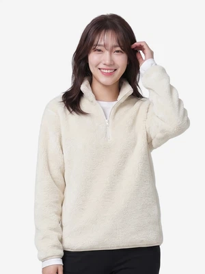 플러피 긴팔 플리스 반집업 S 아이보리