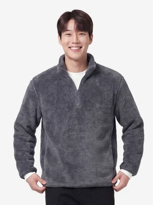 플러피 긴팔 플리스 반집업 L 블랙그레이