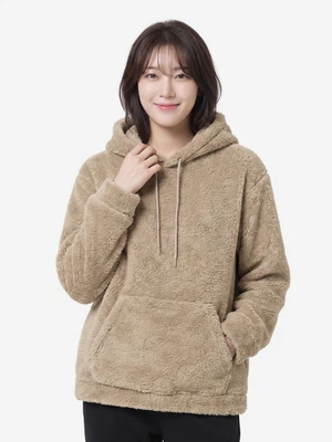 플러피 긴팔 플리스 후드 S 밀크브라운