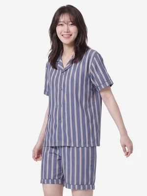 패턴 파이핑 반바지 파자마 XL 네이비
