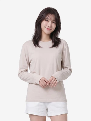 긴팔 면 혼방 티셔츠 XL 베이지