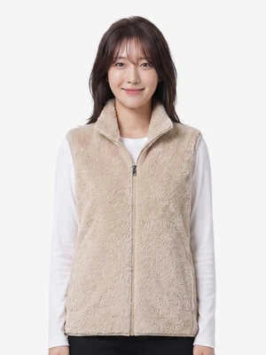 플러피 조끼 플리스 집업 M 베이지