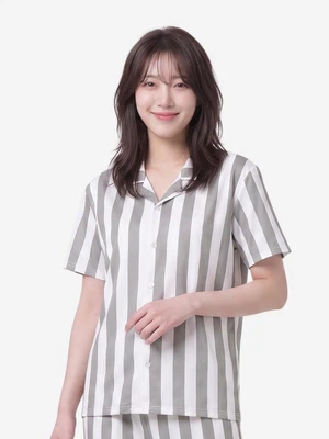 패턴 반팔 파자마 XL 그레이 스트라이프