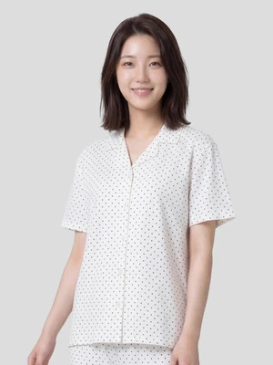 패턴 반팔 파자마 M 화이트