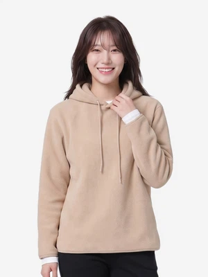 플리스 후드 티 L 베이지