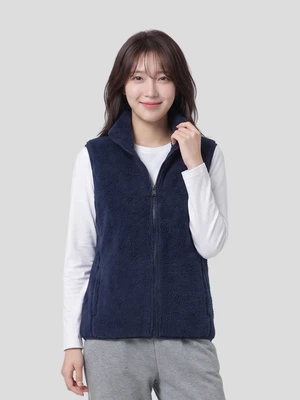 플러피 조끼 플리스 집업 XL 네이비