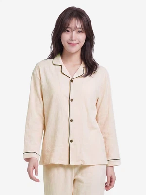 파이핑 포인트 긴팔 파자마 XL 베이지