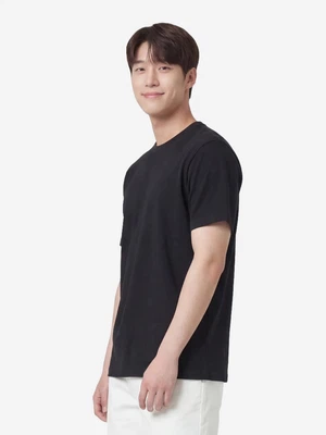 베이직하우스 플러스+ 면30수 레귤러핏 라운드 반팔티 95 블랙