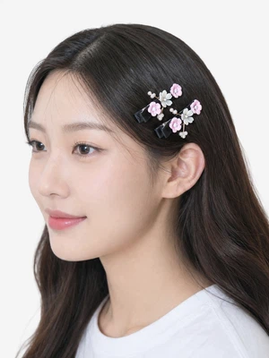 한복 꽃 집게핀 2개입