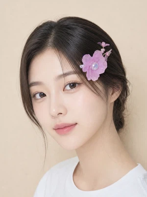 한복 진주 꽃 집게핀