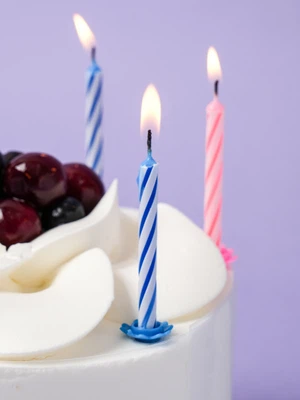 생일 캔들＆받침 세트 24개입